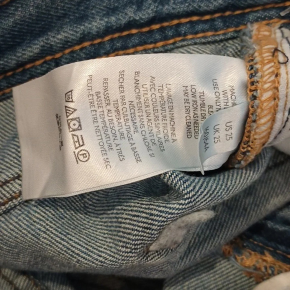 We The Free Faded Blue Frayed Distressed Straight Leg Cropped Jean A11 - Picture 6 of 8